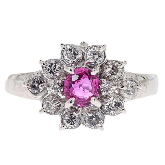 Ring Pt900 Ruby Diamond Silver #50 Jewelry 155811